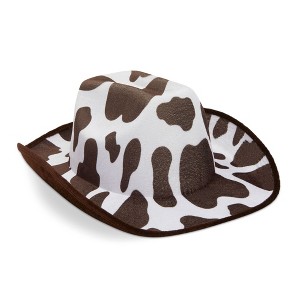 Zodaca Brown Cow Print Western Cowboy Hat for Party Costume (Youth Size) - 1 of 4