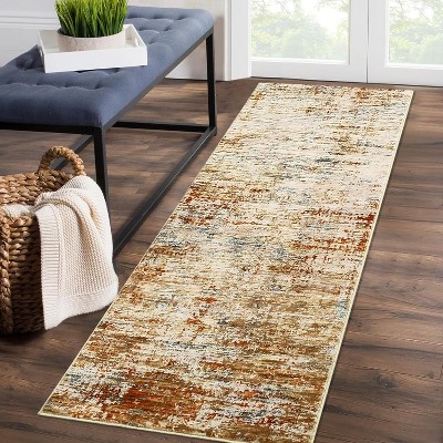 Non-Slip Machine Washable Low Pile Area Rug - Soft Modern Abstract Design for Living Room, Bedroom, Dining Room, Office & Nursery