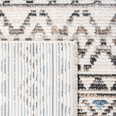 Ivory and Grey Synthetic Boho Area Rug