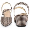 Perphy Houndstooth Printed Pointed Toe Slingback Chunky Heels Mules for Women - 3 of 4