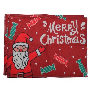 Unique Bargains Christmas Place Mats Linen Red White 13"x17.7" 2Pcs - 1 of 4