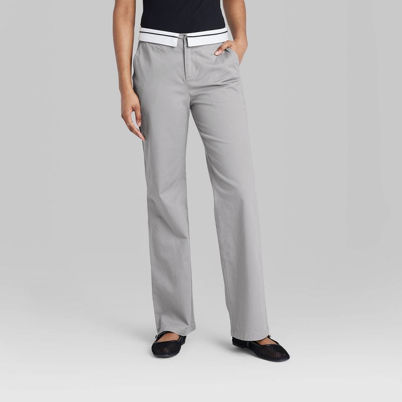 Women's Mid-Rise Foldover Straight Chino Pants - Wild Fable™, 3 of 5
