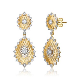 Guili Rhodium and 14K Gold Plated Cubic Zirconia Drop Earrings Designed for a Sparkling and Elegant Look Perfect for Day or Evening Wear - 1 of 2