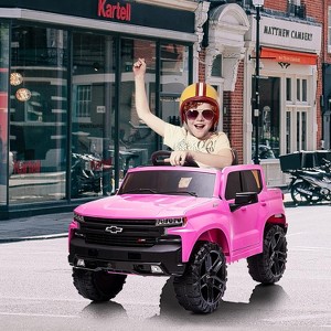Garvee 12V Kids Ride-On Truck – Electric Silverado Trail Boss with Remote Control, MP3/Bluetooth, LED Lights & Suspension - 1 of 4