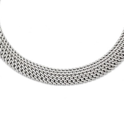 Black Bow Jewelry 14.75mm Mesh Link Chain Necklace in Sterling Silver, 18 Inch