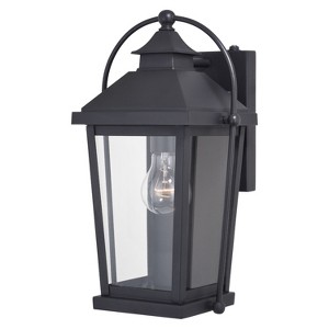 VAXCEL Lexington Dusk to Dawn Black Outdoor Wall Light Lantern Clear Glass - 1 of 4