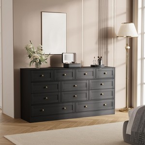 12 Drawer Dresser for Bedroom, 61"W Wood Chest of Drawers with Metal Handles, TV Stand Dresser for TVs UP to 65", Clothes Storage Organizer - 1 of 4