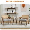 Mid Century Modern Accent Chair, Comfy Living Room Chairs with Sturdy Wood Legs, Rattan Backrest & Beige Thick Linen Cushion, Armchair (2 PCS) - 4 of 4