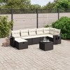 vidaXL 8 Piece Patio Sofa Set with Cushions Black Poly Rattan - Black and Cream without Storage 8 Items - 2 of 4
