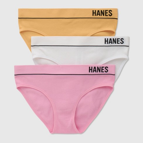 Hanes Originals Women's 3pk Ribbed Bikini Underwear - Gold/white