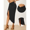 Allegra K Women's Slit Front Irregular Ruched Elastic High Waist Solid Midi Skirt - 4 of 4