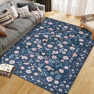coucheta Multi-size Boho Vintage Floral Area Rugs, Machine Washable Large Soft Non Slip Low Pile Carpet, for Living Room, Bedroom, Dining, Office - 1 of 4
