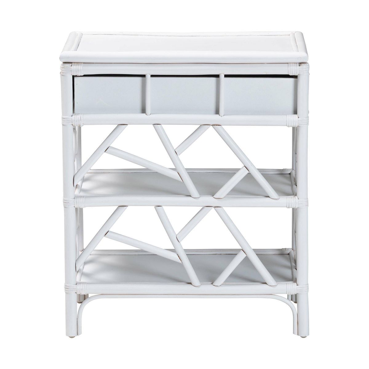 bali & pari Daina Natural Rattan Nightstand with Drawer and Open Shelves White - thumbnail 5