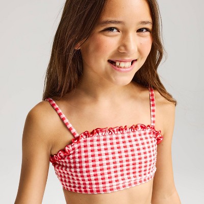 Детские купальники Cat & Jack Girls' Gingham and Ruffles Bikini Set - Cat & Jack™ Red L — фото 3