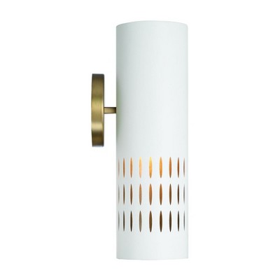 Dimmable Dash Aged Brass & White Metal 1-Light Wall Sconce