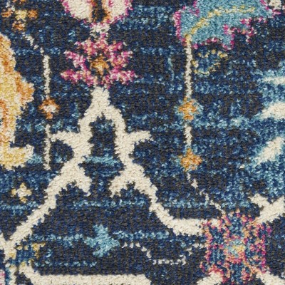 Bohemian Bliss Navy Floral Hand-Knotted 2x3 Synthetic Rug