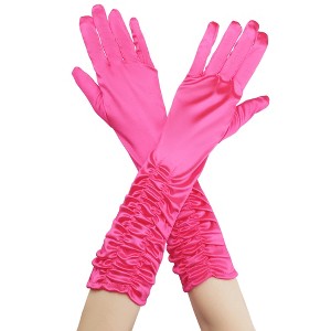 INSPIRE CHIC Women's Satin Opera Length Gloves with Pleats - 1 of 4