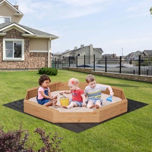 Large Outdoor Wood Sandbox,Octagon Wooden Sand Box with Nylon Cover&Bottom Liner,Large Sandpit for Ages 3-8 for Lawn Garden Backyard Beach - 1 of 4