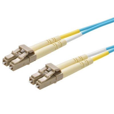 Monoprice OM4 Fiber Optic Cable - 3 Meters - Aqua, LC/LC, UL, 50/125, Multi Mode, 10GB, OFNR, Corning, For High-Throughput Enterprise Networks