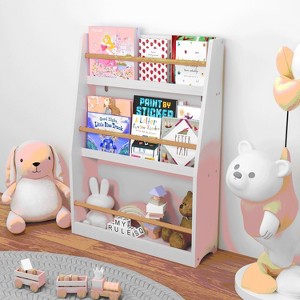 PDTEND 3-Tier Kids Book Shelf, Kids Book Rack, Toddler Decorative Bookshelf, MDF Material - 1 of 4