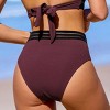 Women's Brick Striped Waistband High-Rise Bikini Bottoms - Cupshe - 4 of 4