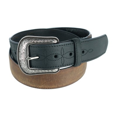 Wrangler Men's Bison and CrazyHorse Leather Belt with Billets