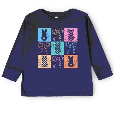 Simply Sage Market Checkered Bunny Coquette Distressed Toddler Long Sleeve Tee