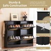 Mid-Century Shoe Cabinet with 4 Rattan Flip Drawers,42" Narrow Entryway Shoe Organizer with Hooks for Small Spaces-Baofuwish - 2 of 4