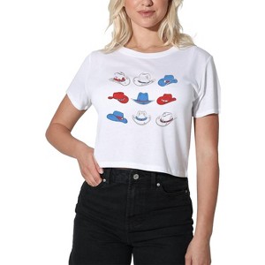 Women's USA Festive Cowgirl Hats Cropped T-Shirt - 1 of 4