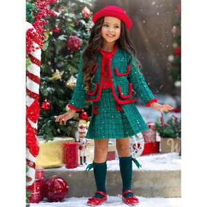 Made For Fashionistas Sequined Tweed Blazer and Skirt Set Mia Belle Girls - 1 of 4