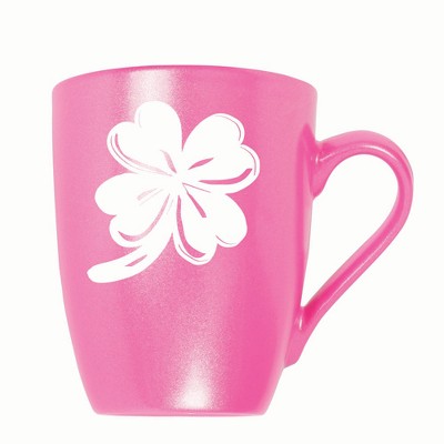 Elanze Designs Irish Four Leaf Clover 10 ounce New Bone China Coffee Tea Cup Mug, Princess Pink