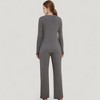 Anna-Kaci Lounge Women's V-Neck Long Sleeve Knit Top and Drawstring Waist Lounge Pants Two Piece Set - 4 of 4