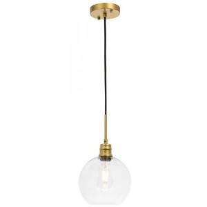 Elegant Lighting Emett 1 light Brass and Clear glass pendant - 1 of 4