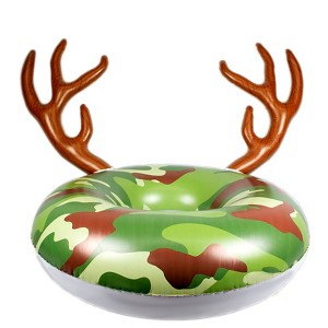 Swim Central 48" Camouflage Inflatable Inner Tube Ring Float with Antlers - 1 of 3