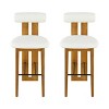 Set of 4 Wooden Armless Bar Stools,Farmhouse Upholstered Barstools with Rubberwood Frame,Open Back Counter Height Bar Stools-Coolbibila - 3 of 4