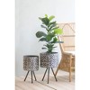 YUHAO Set of 2 Round Galvanized Grey Farmhouse Planter Stand for Indoor Outdoor Home Garden Decor - L:12"x19"x19", S:10"x17"x17" - 2 of 4