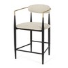 Ridstar Set of 2 Modern Upholstered Bar Stool with Metal Frame & Open Back for Dining Room-Beige - 3 of 4