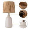 C Cattleya 18.5in. 1-Light Farmhouse White Ceramic Table Lamp with Paper Rope Shade for Bedroom,Living Room,Nightstand - 3 of 4