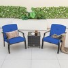 Tangkula 4 PCS Patio Metal Chairs Outdoor Dining Seat Heavy Duty w/ Cushions Garden Blue - 3 of 4