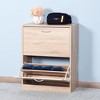 TiramisuBest Wooden Shoe Cabinet for Entryway, White Shoe Storage Cabinet with 3 Flip Doors 20.94x9.45x43.11 inch - 2 of 4