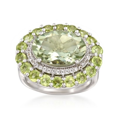 Ross-Simons 5.00 Carat Prasiolite and 2.30 ct. t.w. Peridot Ring With White Topaz in Sterling Silver