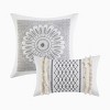 Sapphtopaz Bedding Set Duvet Cover Set Tufted Chenille Cotton with Stripes Printing 3 Piece 1 Cover, 2 Pillow Shams - 2 of 4