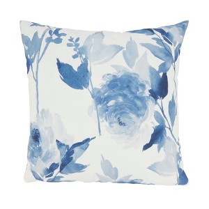 Saro Lifestyle Blossom Breeze Floral Outdoor Poly Filled Throw Pillow, 18"x18", Blue - 1 of 3