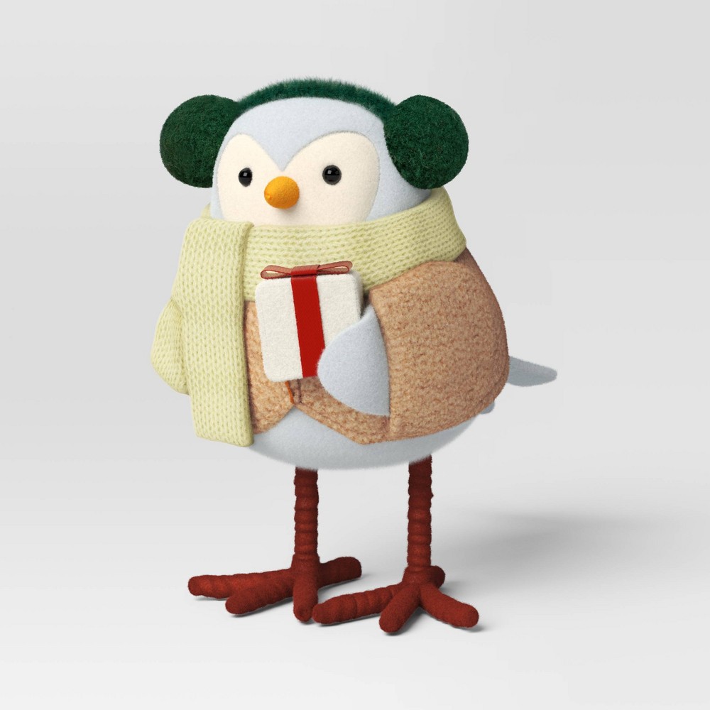 Featherly Friends™ 'Fern' Fabric Christmas Bird Figurine Holding Gift - Wondershop™