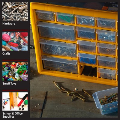 Yellow and Black 30-Drawer Plastic Small Parts Organizer
