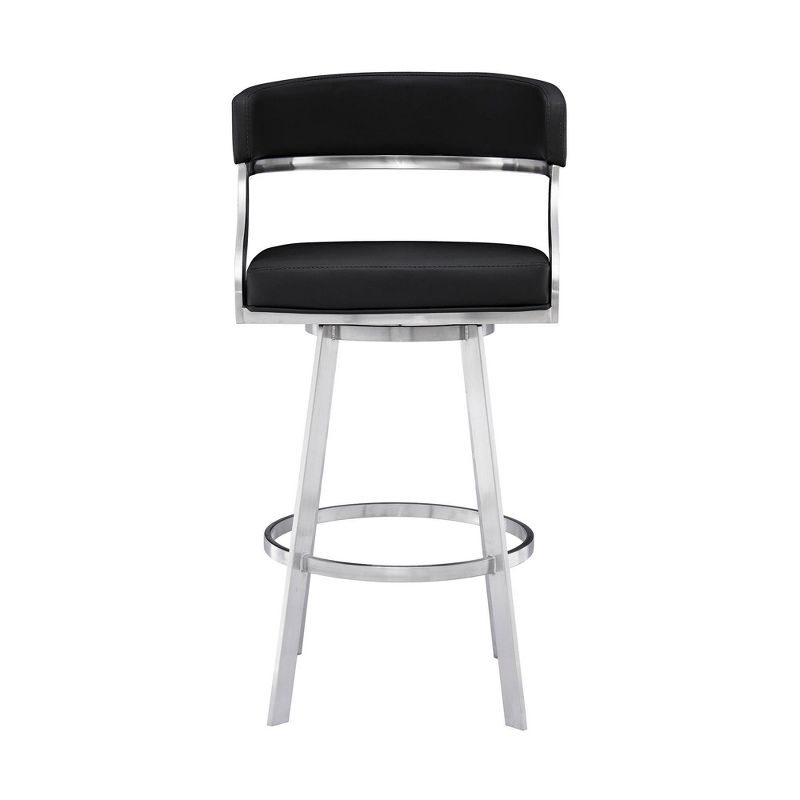 26&#34; Saturn Faux Leather Stainless Steel Counter Height Barstool Black - Armen Living, 3 of 12