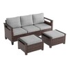Sonkuki 3 Pieces Patio Sofa with Ottomans, All-Weather PE Rattan Wicker Sofa Small Patio Conversation Couch with Cushion - 2 of 4