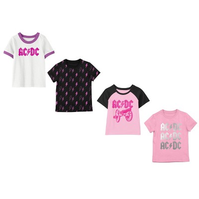 ACDC Logos 4-Pack Youth Crew Neck Short Sleeve T-shirt Combo Set