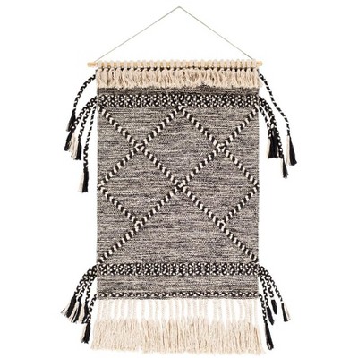 Livabliss Zanafi Tassels 36"H x 24"W Bohemian/Global Black Wall Tapestries