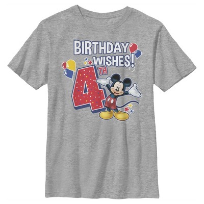 Boy's Disney Mickey Mouse 4th Birthday Wishes T-Shirt